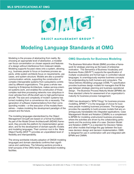 Modeling Language Standards at OMG