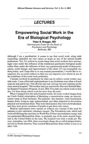 LECTURES Empowering Social Work in the Era of Biological Psychology