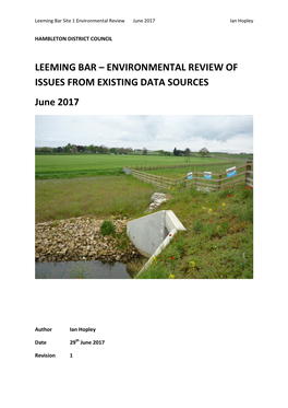 Leeming Bar Site 1 Environmental Review June 2017 Ian Hopley