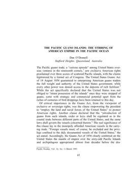 The Pacific Guano Islands: the Stirring of American Empire in the Pacific Ocean