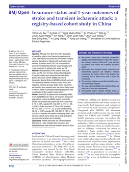 Insurance Status and 1-Year Outcomes of Stroke and Transient Ischaemic Attack: a Registry-Based Cohort Study in China