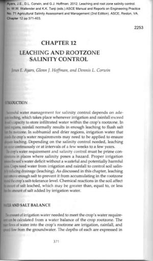 Chapter 12 Leaching and Rootzone Salinity Control