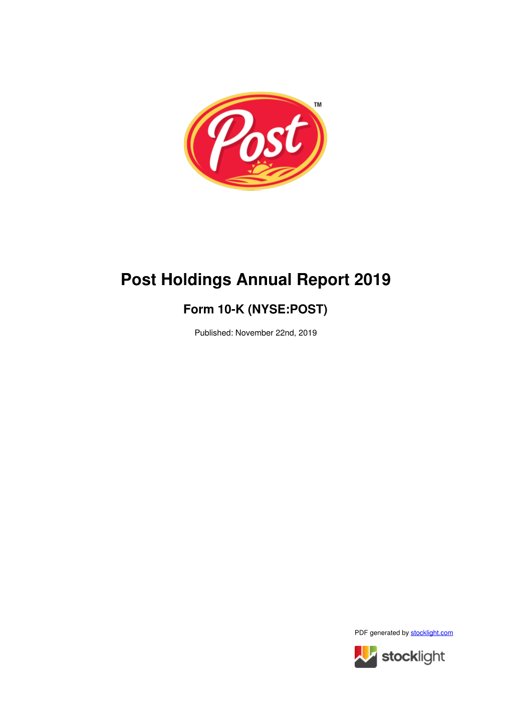 Post Holdings Annual Report 2019