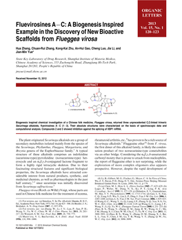 Fluevirosines AАC: a Biogenesis Inspired Example in the Discovery of New Bioactive Scaffolds from Flueggea Virosa