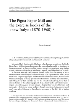 The Pigna Paper Mill and the Exercise Books of the "New Italy"