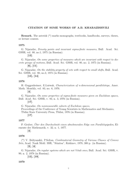 Citation of Some Works of A. B. Kharazishvili