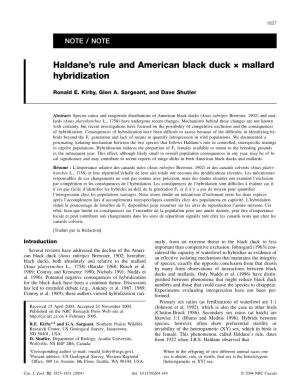 Haldane's Rule and American Black Duck × Mallard Hybridization