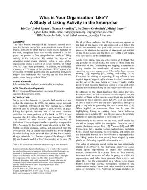What Is Your Organization 'Like'? a Study of Liking Activity in The