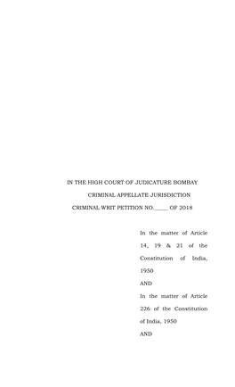 In the High Court of Judicature Bombay Criminal