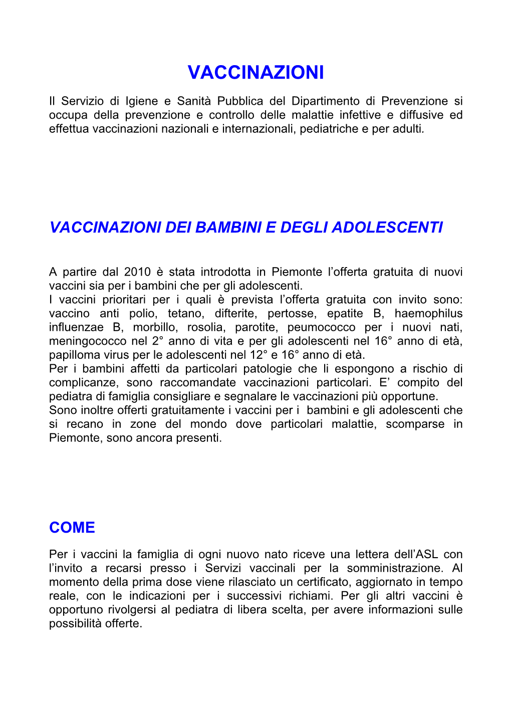 Vaccinazioni