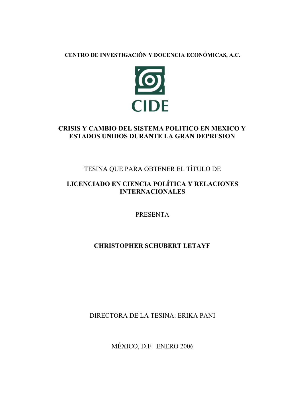 Crisis Y Cambio Del Sistema Politico En Mexico Y Estados Unidos Durante La Gran Depresion