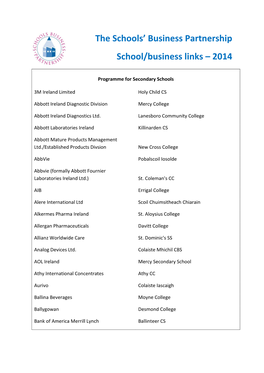 The Schools' Business Partnership School/Business Links – 2014