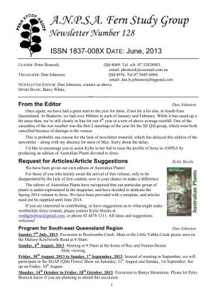 A.N.P.S.A. Fern Study Group Newsletter Number 128