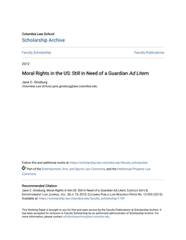Moral Rights in the US: Still in Need of a Guardian Ad Litem