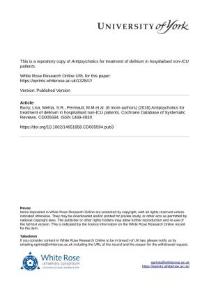 Antipsychotics for Treatment of Delirium in Hospitalised Non-ICU Patients