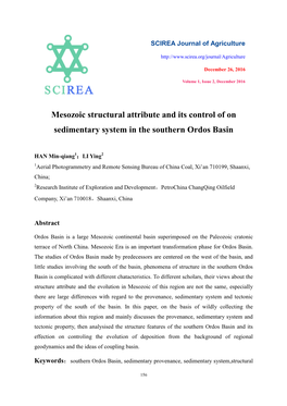 Mesozoic Structural Attribute and Its Control of on Sedimentary System in the Southern Ordos Basin