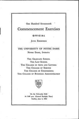 1962-06-03 University of Notre Dame Commencement Program