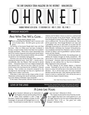 THE OHR SOMAYACH TORAH MAGAZINE on the INTERNET Dedicated His Life to Proclaiming G-DS with Our Every Action