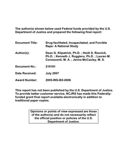 Drug-Facilitated, Incapacitated, and Forcible Rape: a National Study