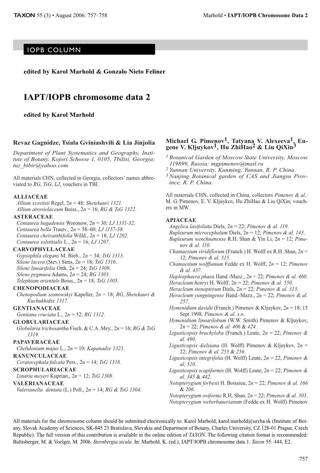 IAPT/IOPB Chromosome Data 2