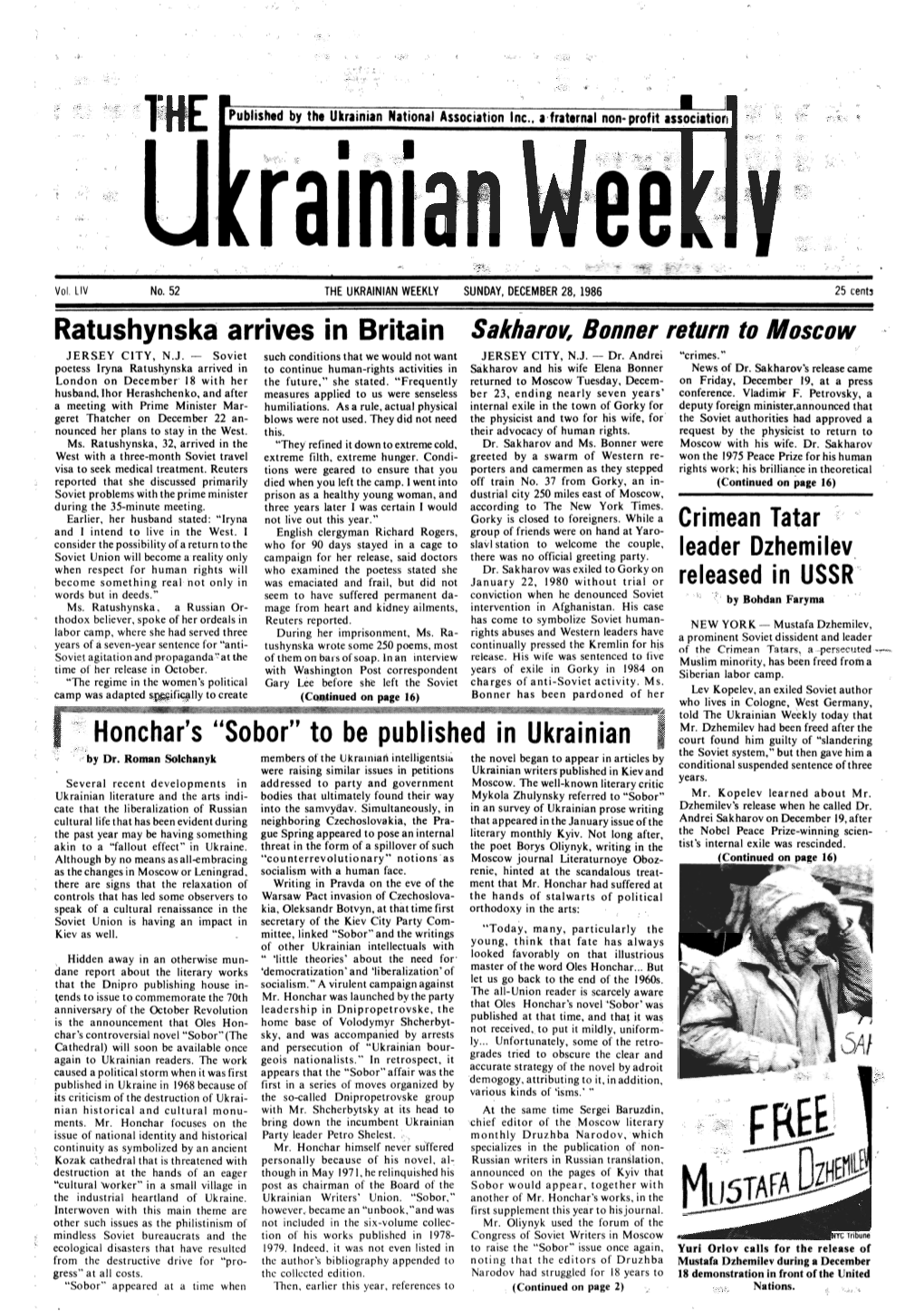 The Ukrainian Weekly 1986, No.52