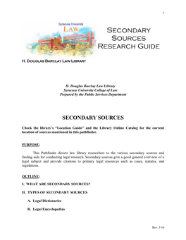 Secondary Sources Research Guide