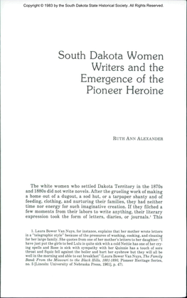 South Dakota Women Writers and the Emergence of the Pioneer Heroine
