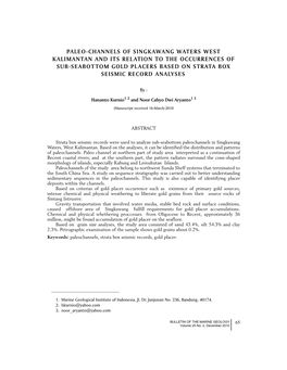 Paleo-Channels of Singkawang Waters West Kalimantan and Its Relation to the Occurrences of Sub-Seabottom Gold Placers Based on Strata Box Seismic Record Analyses