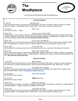 June 2009 the ACTIVE DIVERS ASSOCIATION NEWSLETTER