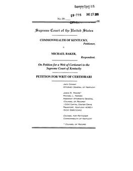 Supreme Court, U.S. COMMONWEALTH of KENTUCKY