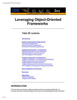 Leveraging Object-Oriented Frameworks