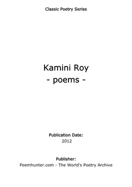 Kamini Roy - Poems
