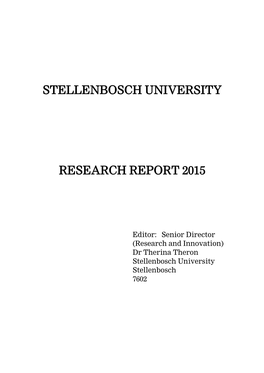 Stellenbosch University Research Report 2015