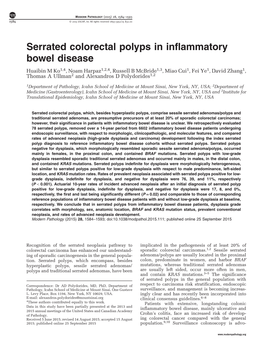 Serrated Colorectal Polyps in Inflammatory Bowel Disease
