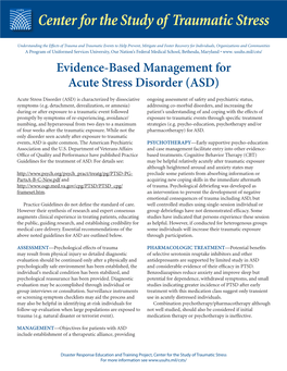 Evidence-Based Management for Acute Stress Disorder (ASD)