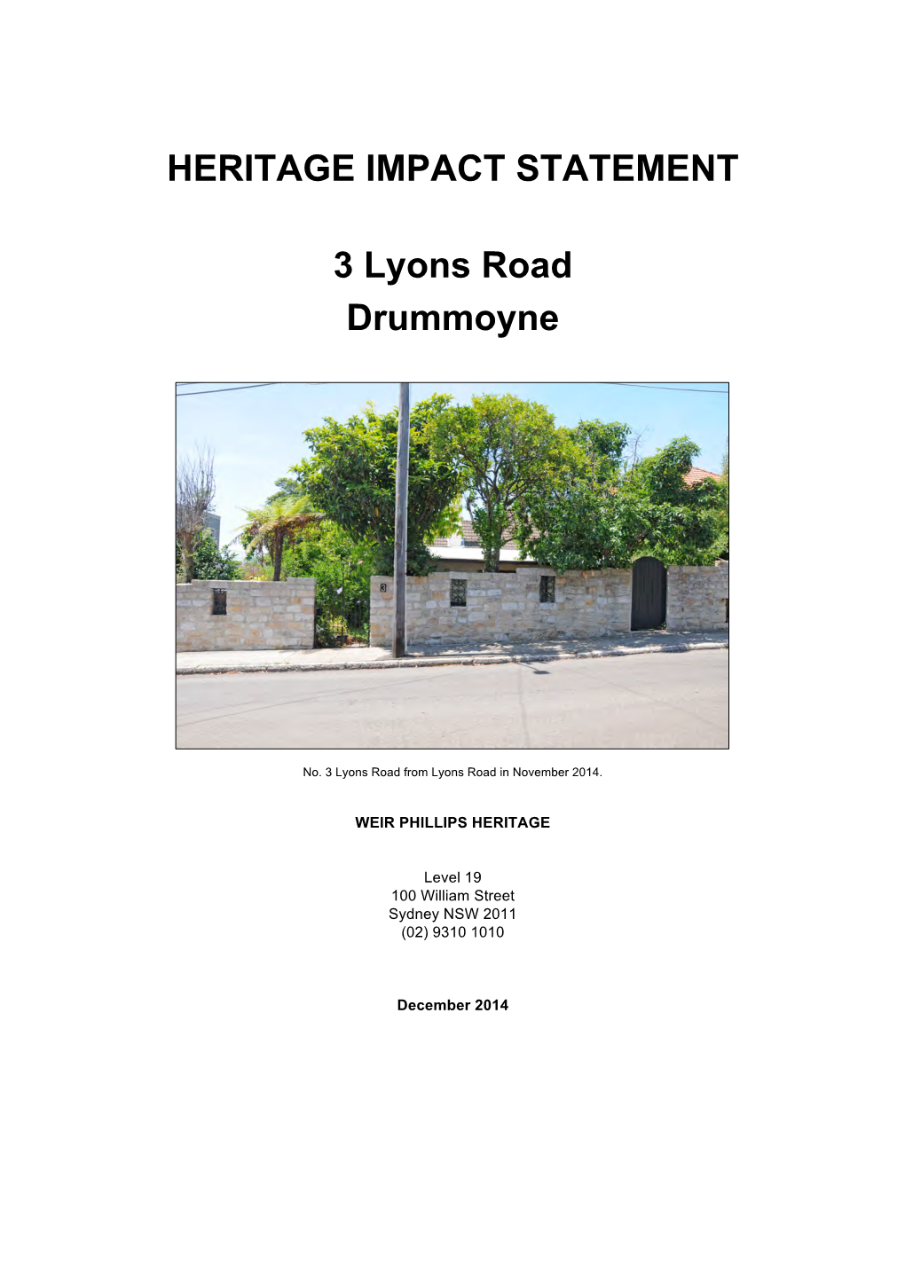 Lyons Road Report