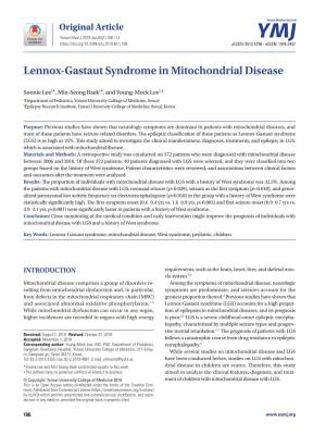 Lennox-Gastaut Syndrome in Mitochondrial Disease