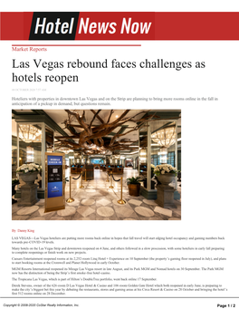 Las Vegas Rebound Faces Challenges As Hotels Reopen.Pdf