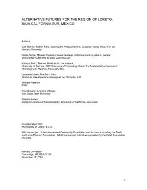 Alternative Futures for the Region of Loreto, Baja California Sur, Mexico