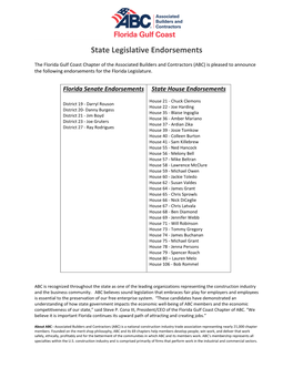 State Legislative Endorsements
