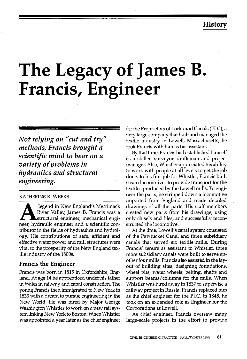 The Legacy of James B. Francis, Engineer​