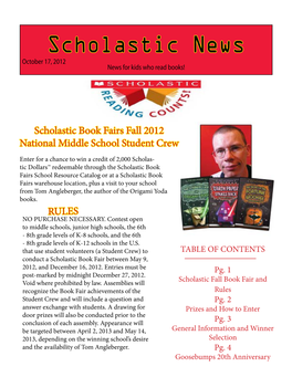 Scholastic News October 17, 2012 News for Kids Who Read Books!