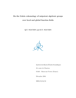 On the Galois Cohomology of Unipotent Algebraic Groups Over Local and Global Function ﬁelds