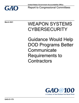 Weapon Systems Cybersecurity