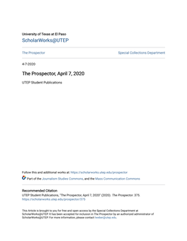 The Prospector, April 7, 2020