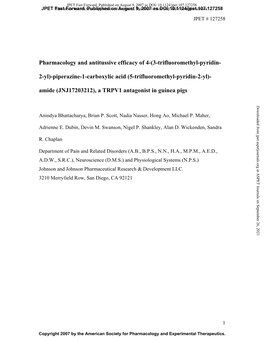 Pharmacology and Antitussive Efficacy of 4-(3-Trifluoromethyl-Pyridin