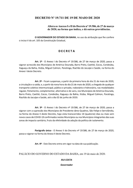 Decreto Nº 19.711 De 19 De Maio De 2020