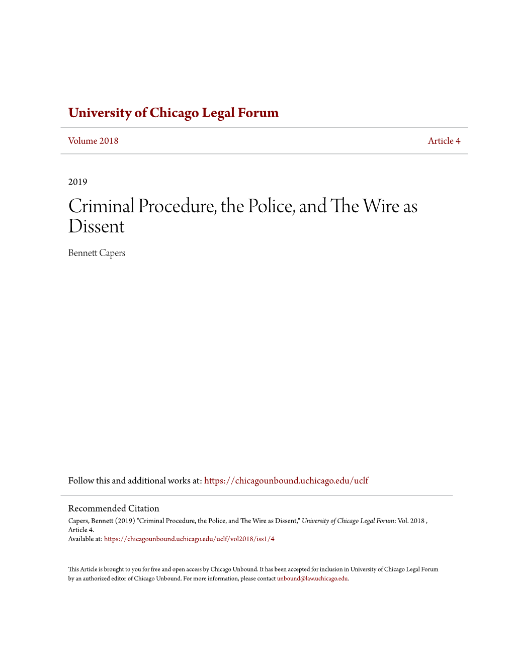 Criminal Procedure, the Police, and the Wire As Dissent