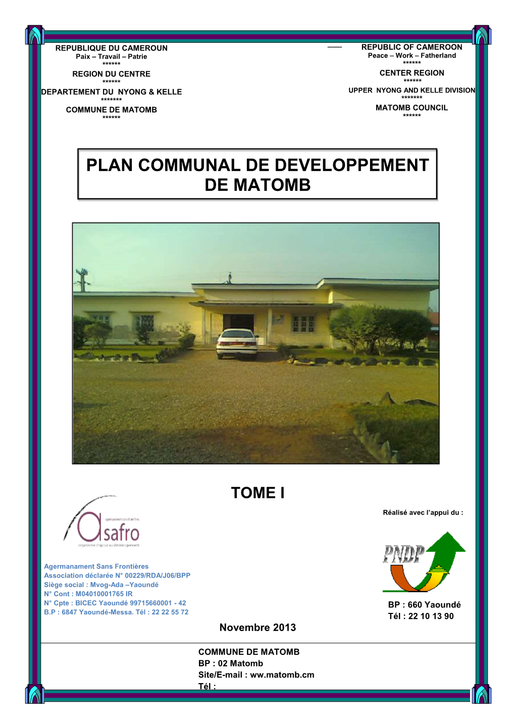 Plan Communal De Developpement De Matomb