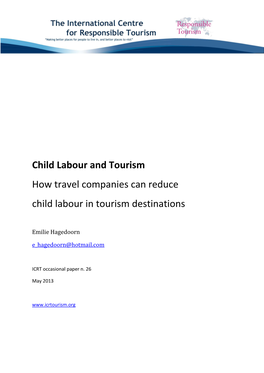 Child Labour and Tourism How Travel Companies Can Reduce Child Labour in Tourism Destinations